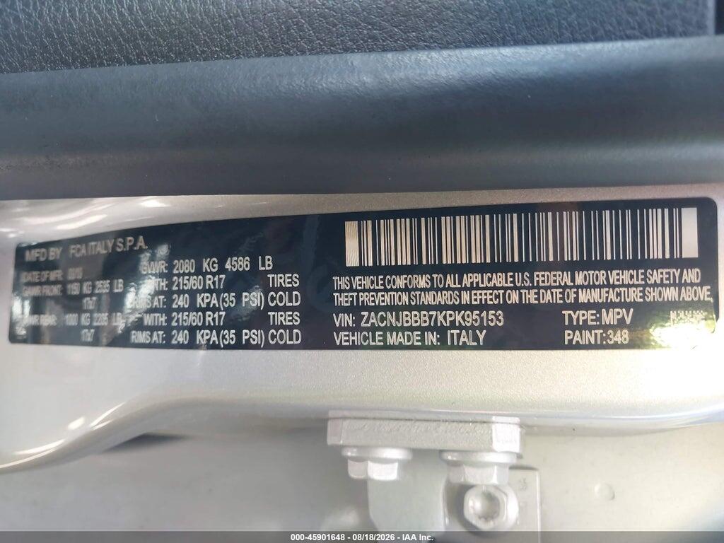 ZACNJBBB7KPK95153 2019 JEEP RENEGADE photo no. 9