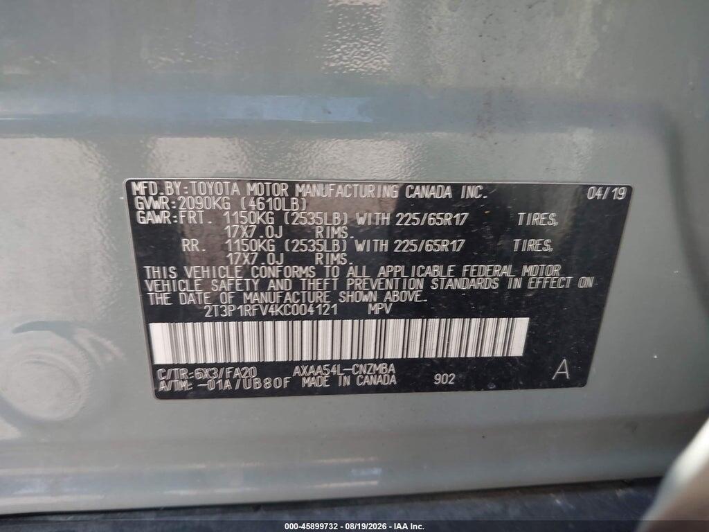 2T3P1RFV4KC004121 2019 TOYOTA RAV4 photo no. 9