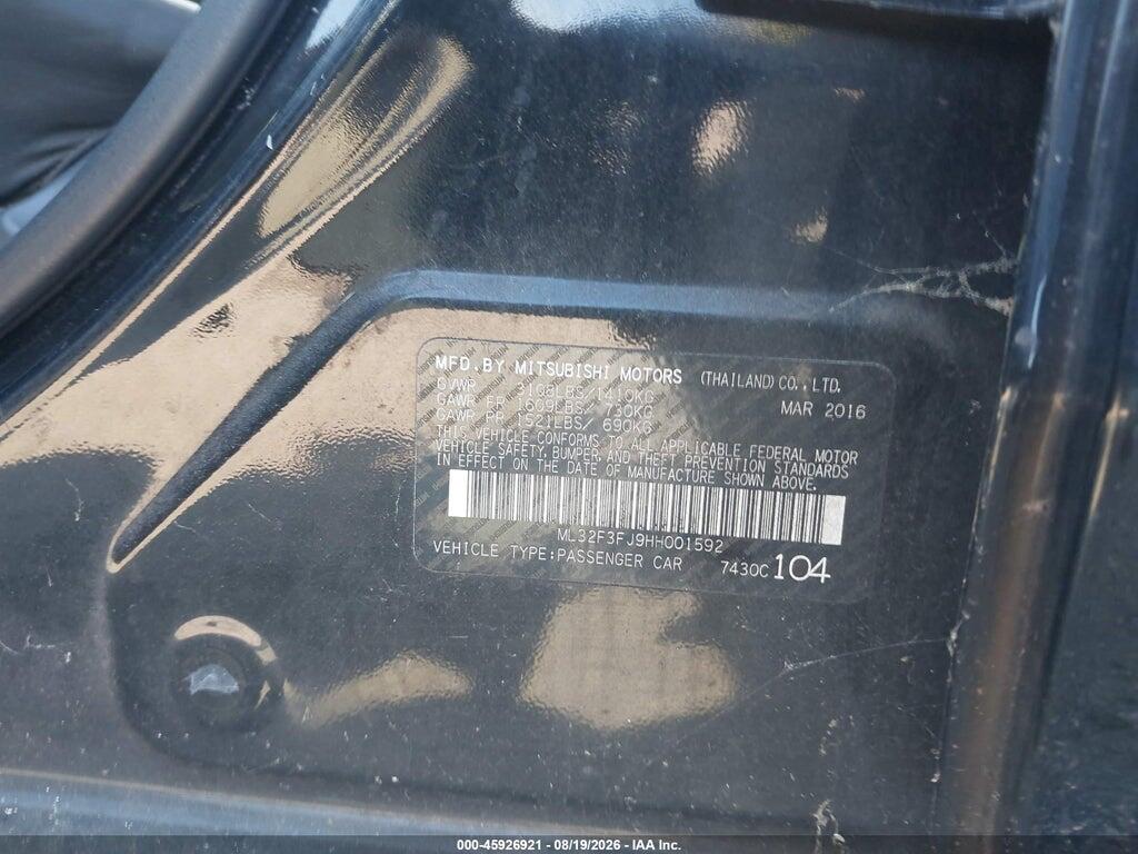 ML32F3FJ9HH001592 2017 MITSUBISHI MIRAGE G4 photo no. 9