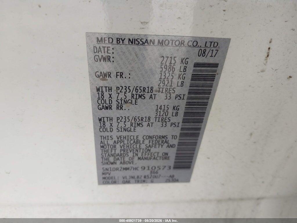 5N1DR2MM7HC910573 2017 NISSAN PATHFINDER photo no. 9