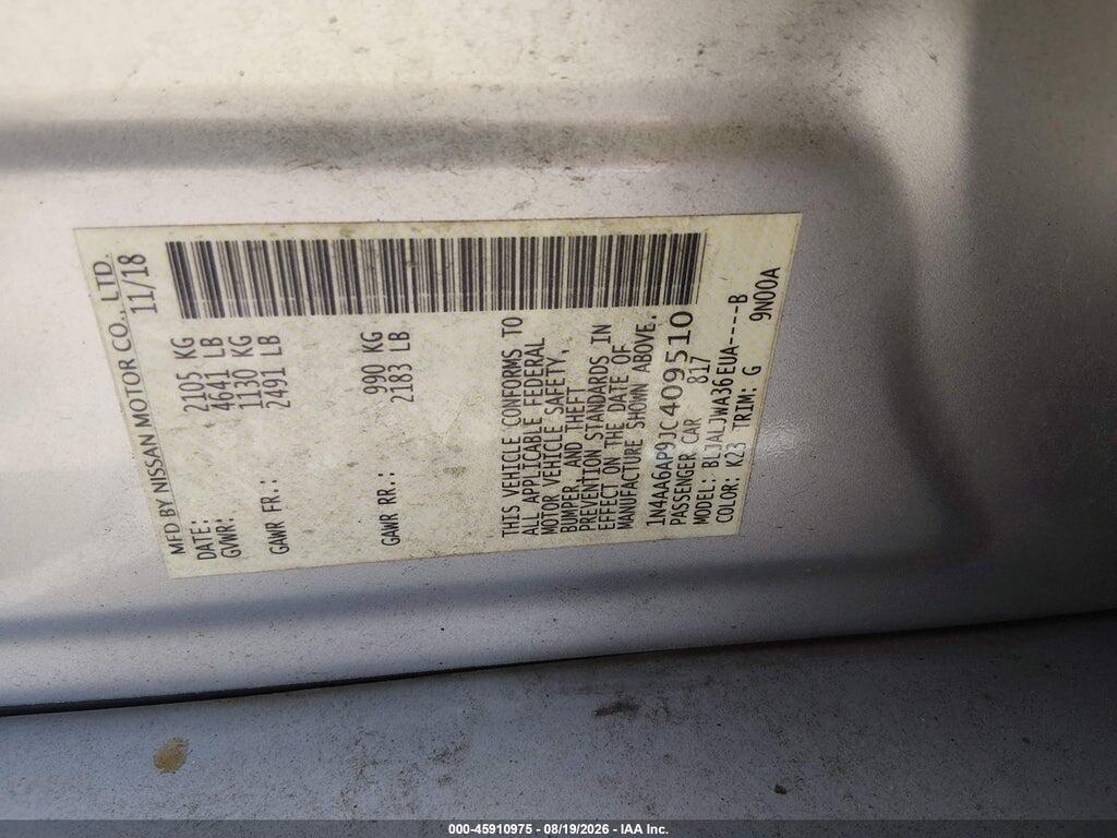1N4AA6AP9JC409510 2018 NISSAN MAXIMA photo no. 9
