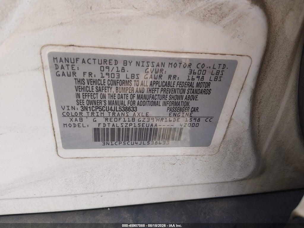 3N1CP5CU4JL538633 2018 NISSAN KICKS photo no. 9