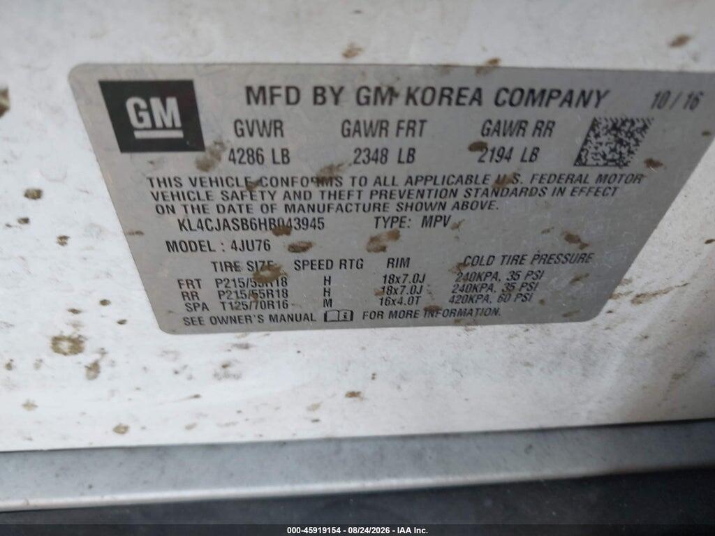 KL4CJASB6HB043945 2017 BUICK ENCORE photo no. 9