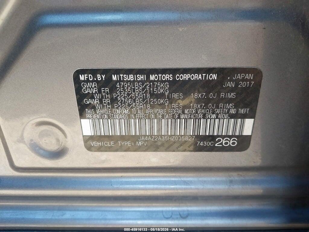 JA4AZ2A35HZ035827 2017 MITSUBISHI OUTLANDER photo no. 9