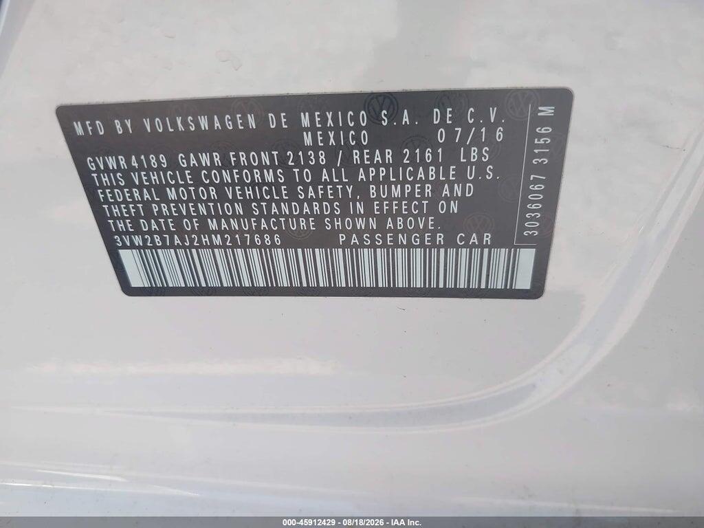 3VW2B7AJ2HM217686 2017 VOLKSWAGEN JETTA photo no. 9