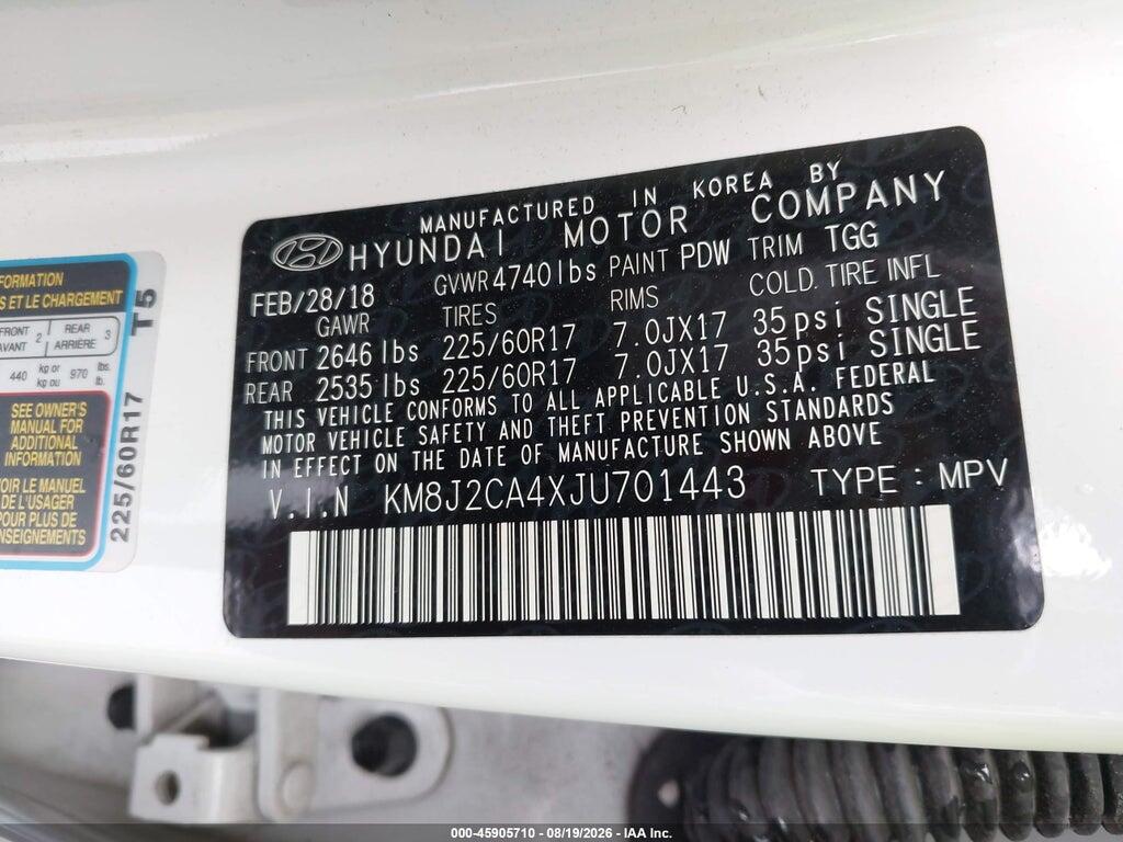 KM8J2CA4XJU701443 2018 HYUNDAI TUCSON photo no. 9