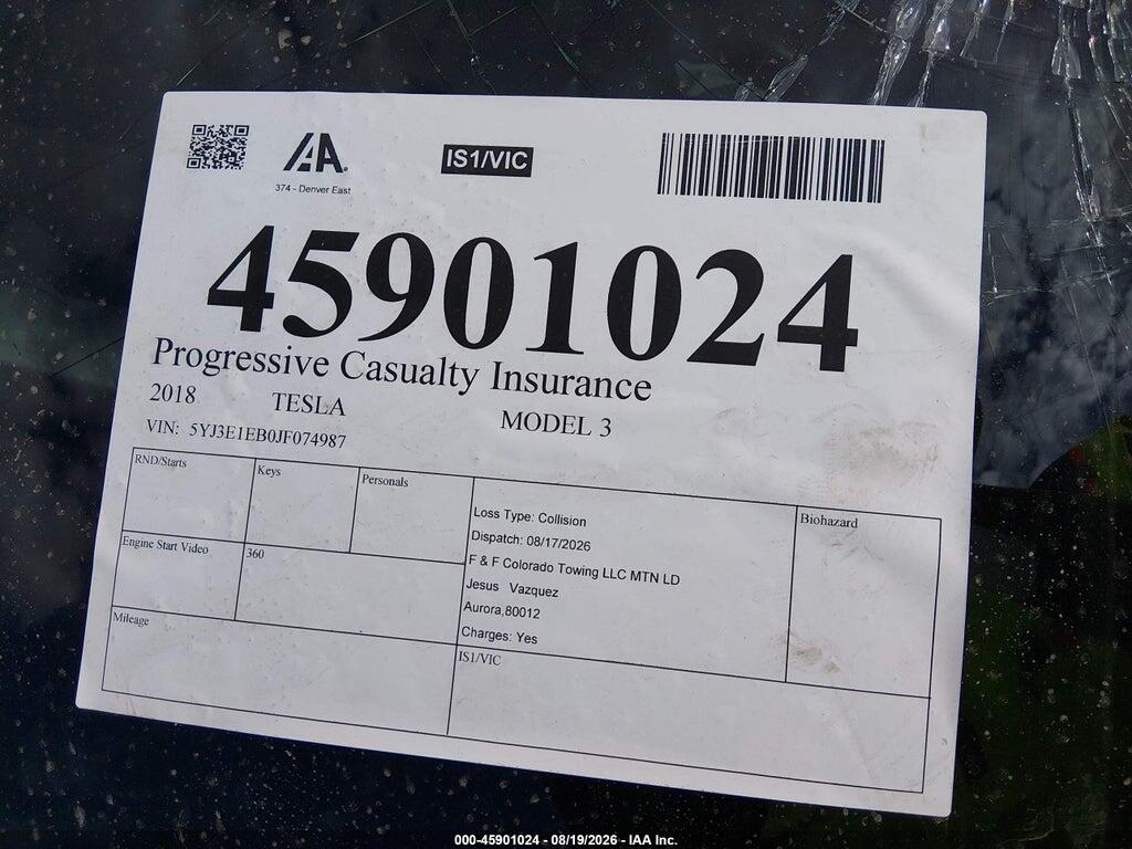 5YJ3E1EB0JF074987 2018 TESLA MODEL 3 photo no. 7