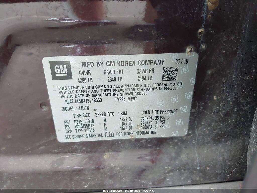 KL4CJASB4JB718553 2018 BUICK ENCORE photo no. 9
