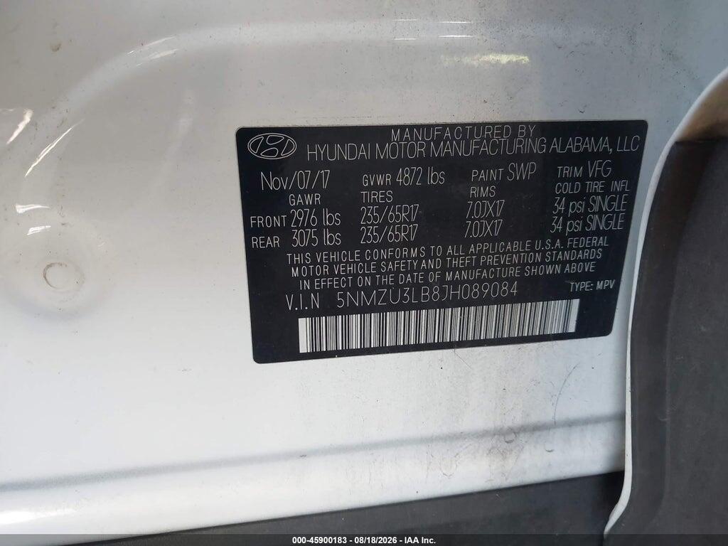 5NMZU3LB8JH089084 2018 HYUNDAI SANTA FE SPORT photo no. 9