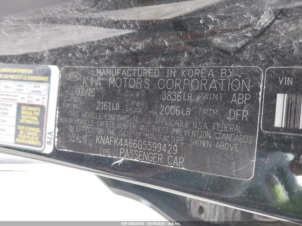 KNAFK4A66G5599429 2016 KIA FORTE photo no. 9