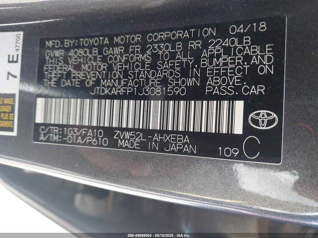 JTDKARFP1J3081590 2018 TOYOTA PRIUS PRIME photo no. 9