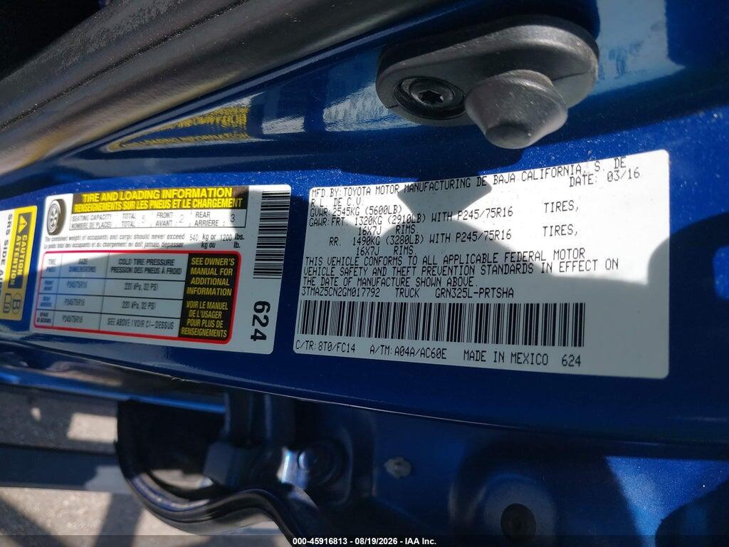 3TMAZ5CN2GM017792 2016 TOYOTA TACOMA photo no. 9