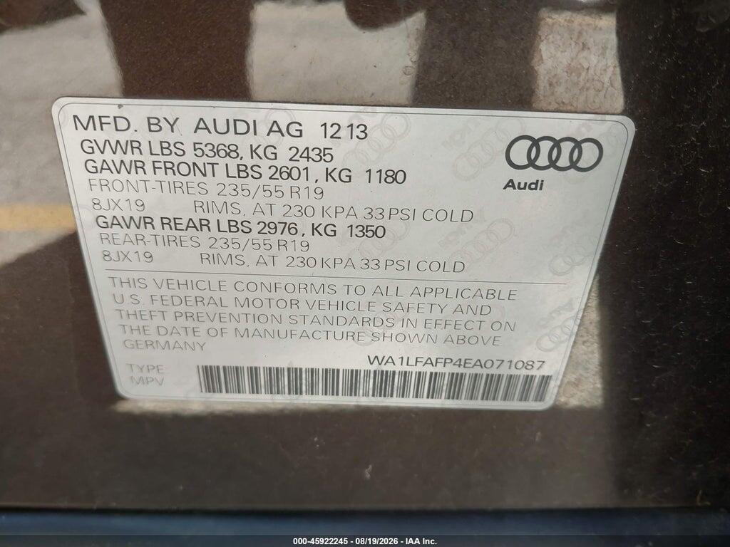 WA1LFAFP4EA071087 2014 AUDI Q5 photo no. 9
