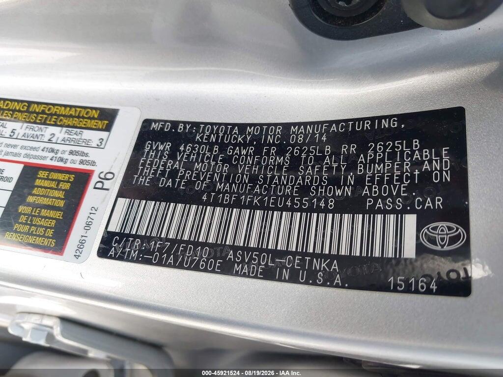 4T1BF1FK1EU455148 2014 TOYOTA CAMRY photo no. 9