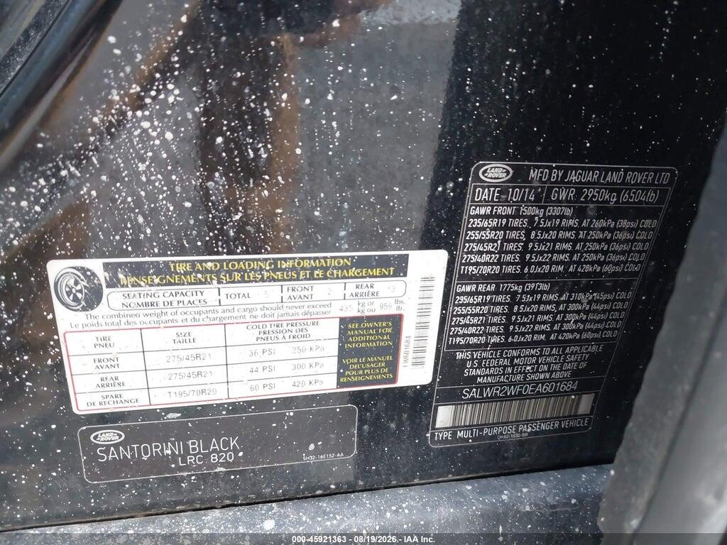 SALWR2WF0EA601684 2014 LAND ROVER RANGE ROVER SPORT photo no. 9