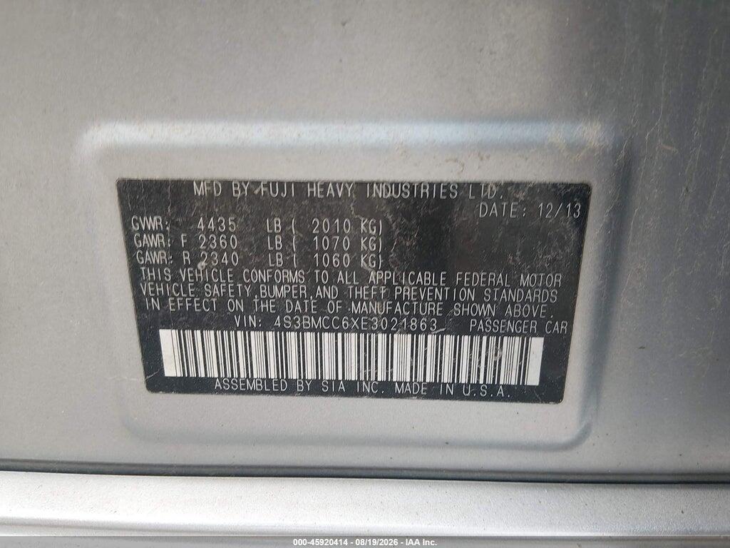 4S3BMCC6XE3021863 2014 SUBARU LEGACY photo no. 9
