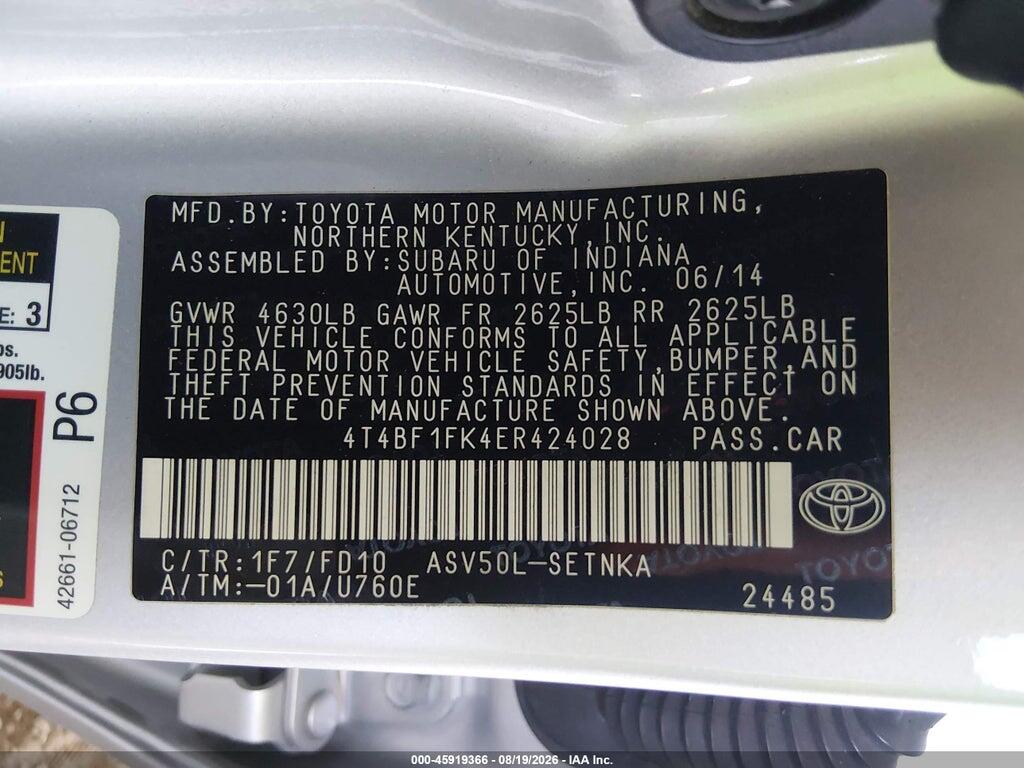 4T4BF1FK4ER424028 2014 TOYOTA CAMRY photo no. 9