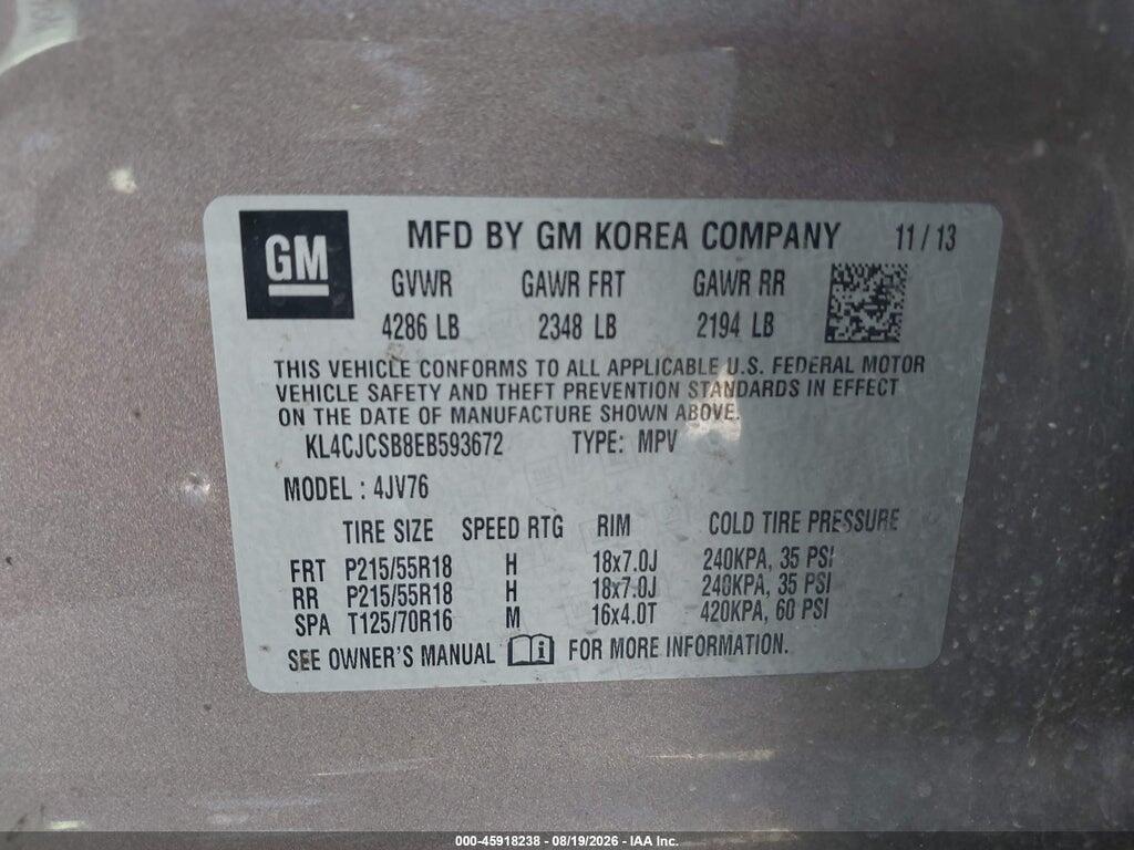 KL4CJCSB8EB593672 2014 BUICK ENCORE photo no. 9