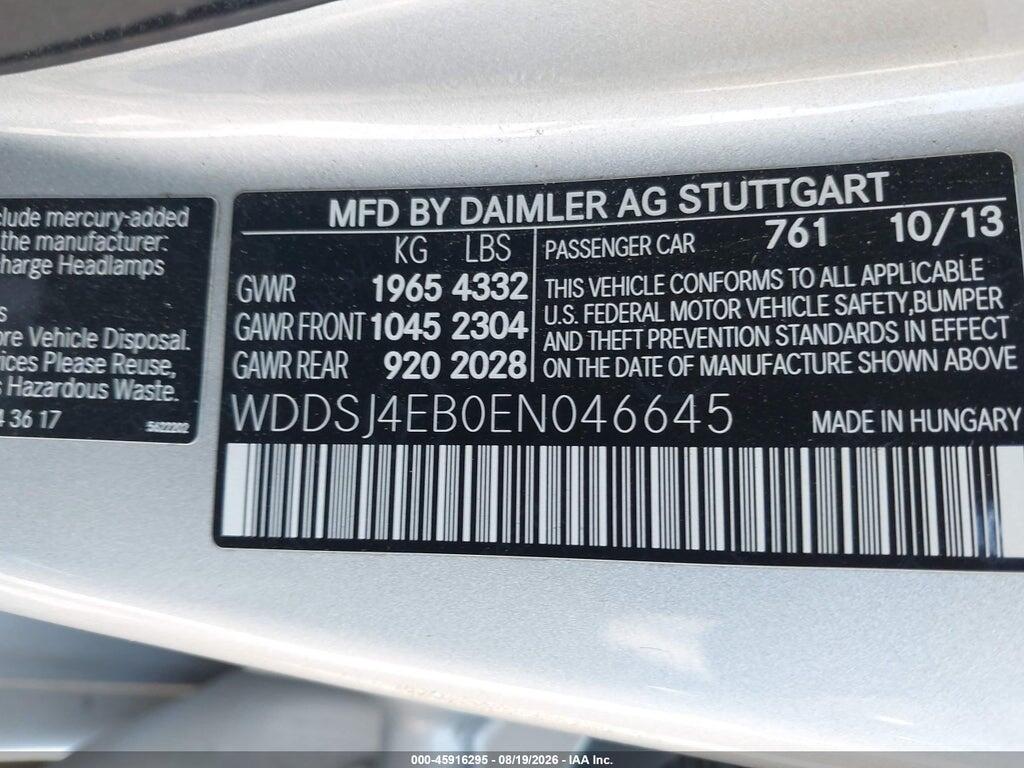 WDDSJ4EB0EN046645 2014 MERCEDES-BENZ CLA 250 photo no. 9