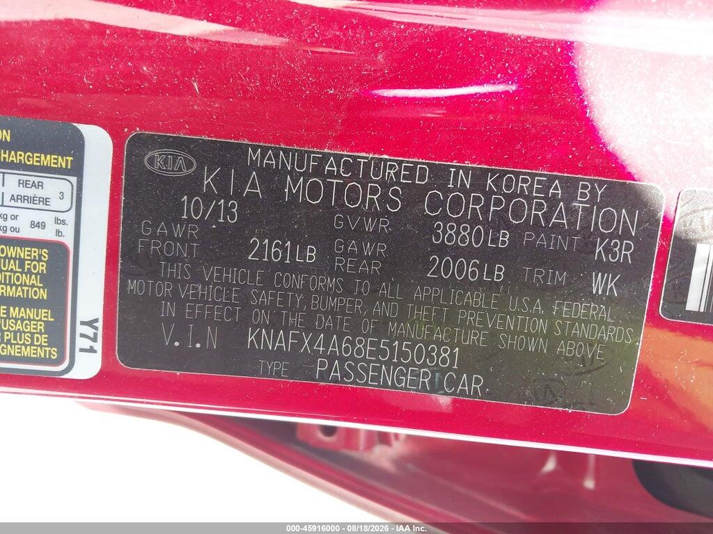 KNAFX4A68E5150381 2014 KIA FORTE photo no. 9