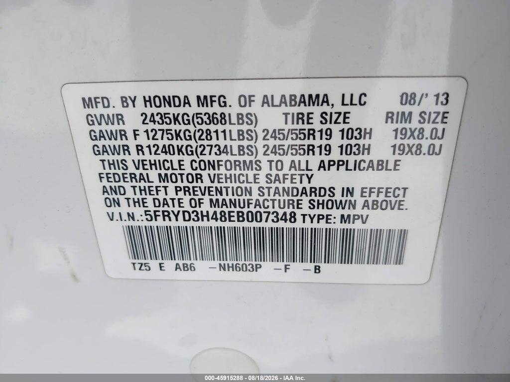 5FRYD3H48EB007348 2014 ACURA MDX photo no. 9