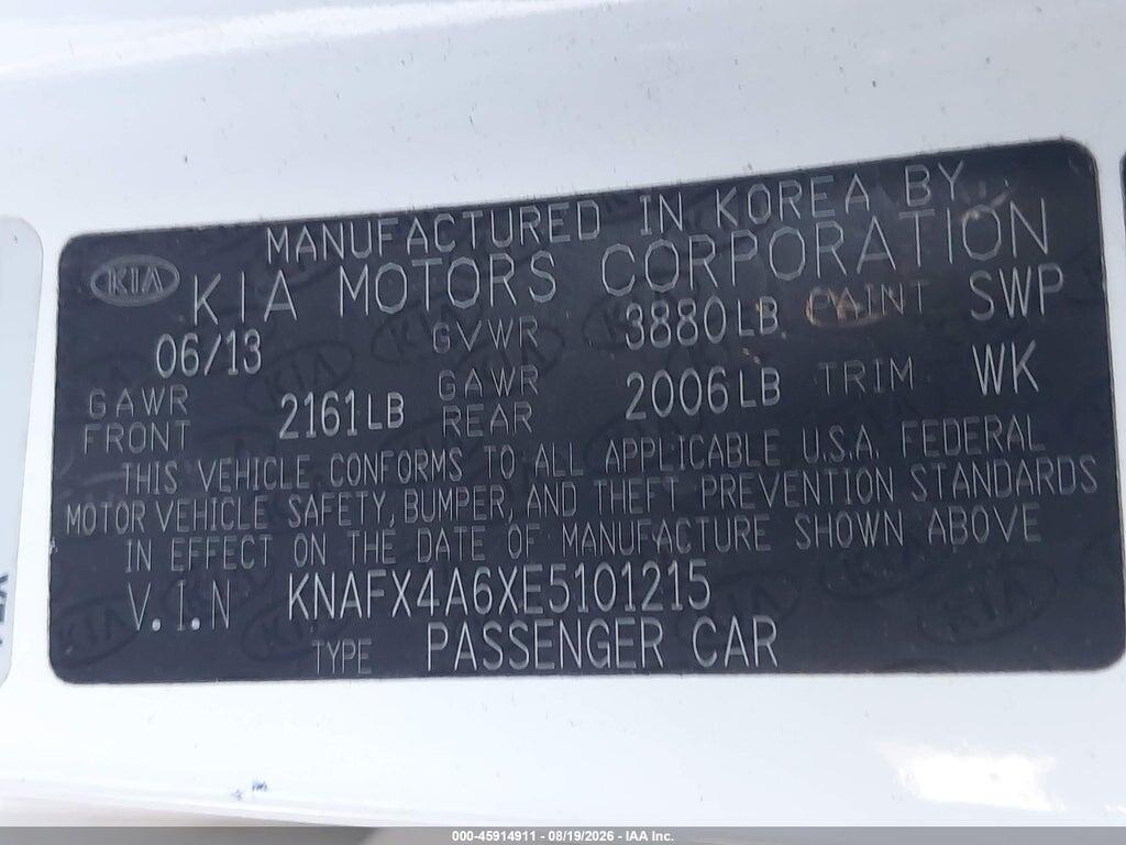 KNAFX4A6XE5101215 2014 KIA FORTE photo no. 9