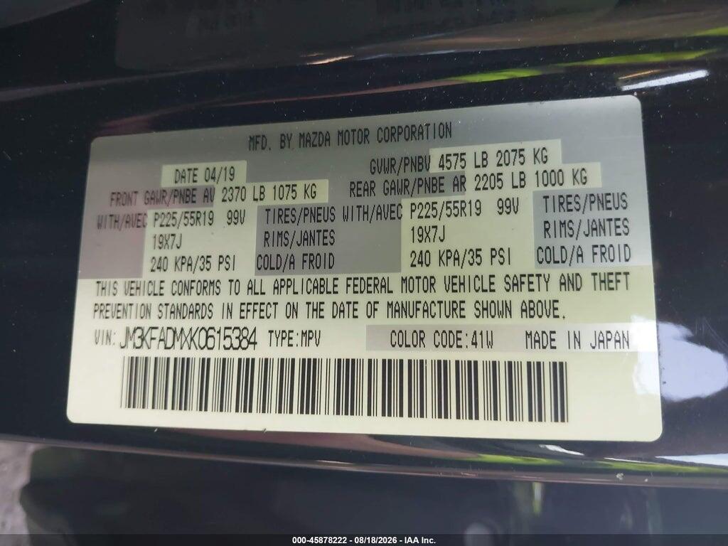 JM3KFADMXK0615384 2019 MAZDA CX-5 photo no. 9