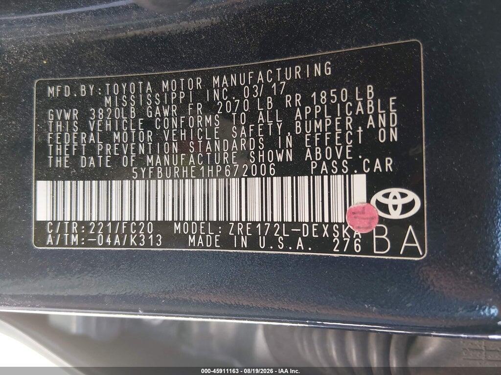 5YFBURHE1HP672006 2017 TOYOTA COROLLA photo no. 9