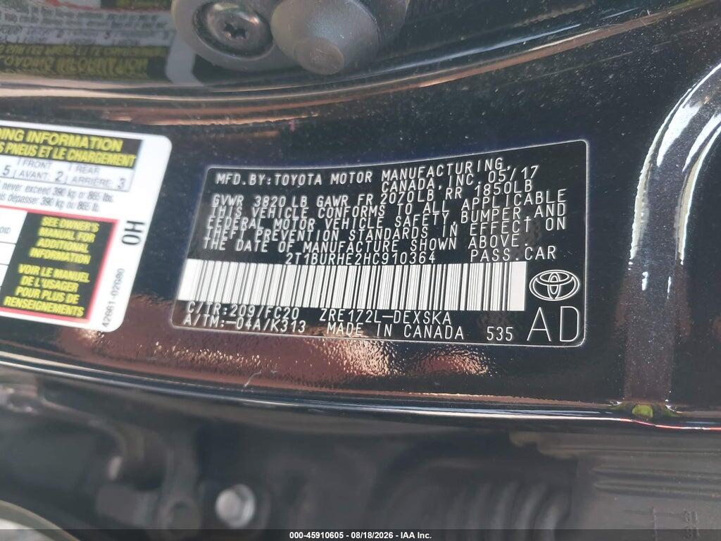 2T1BURHE2HC910364 2017 TOYOTA COROLLA photo no. 9