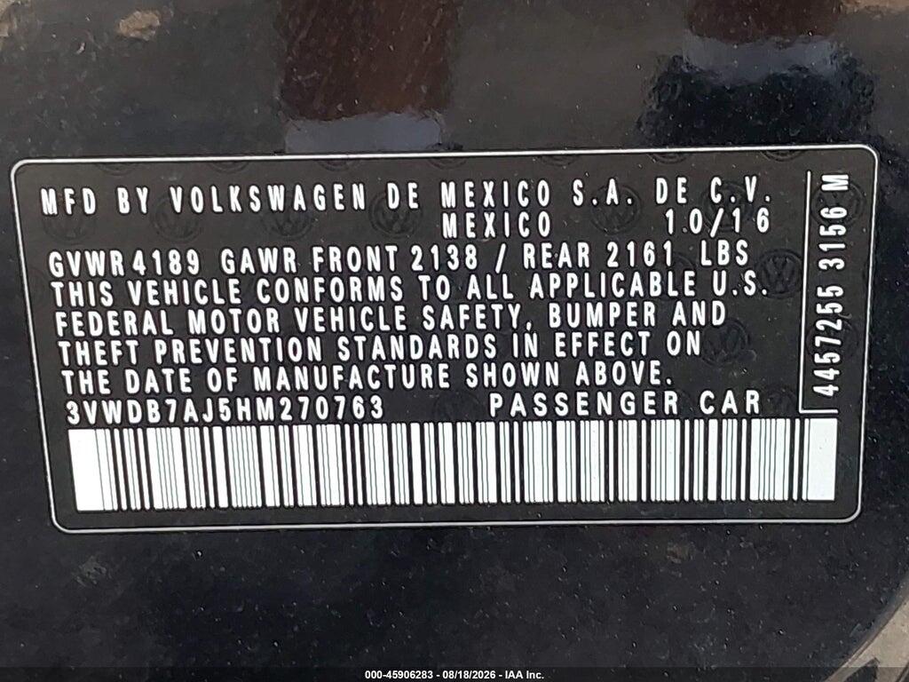 3VWDB7AJ5HM270763 2017 VOLKSWAGEN JETTA photo no. 9