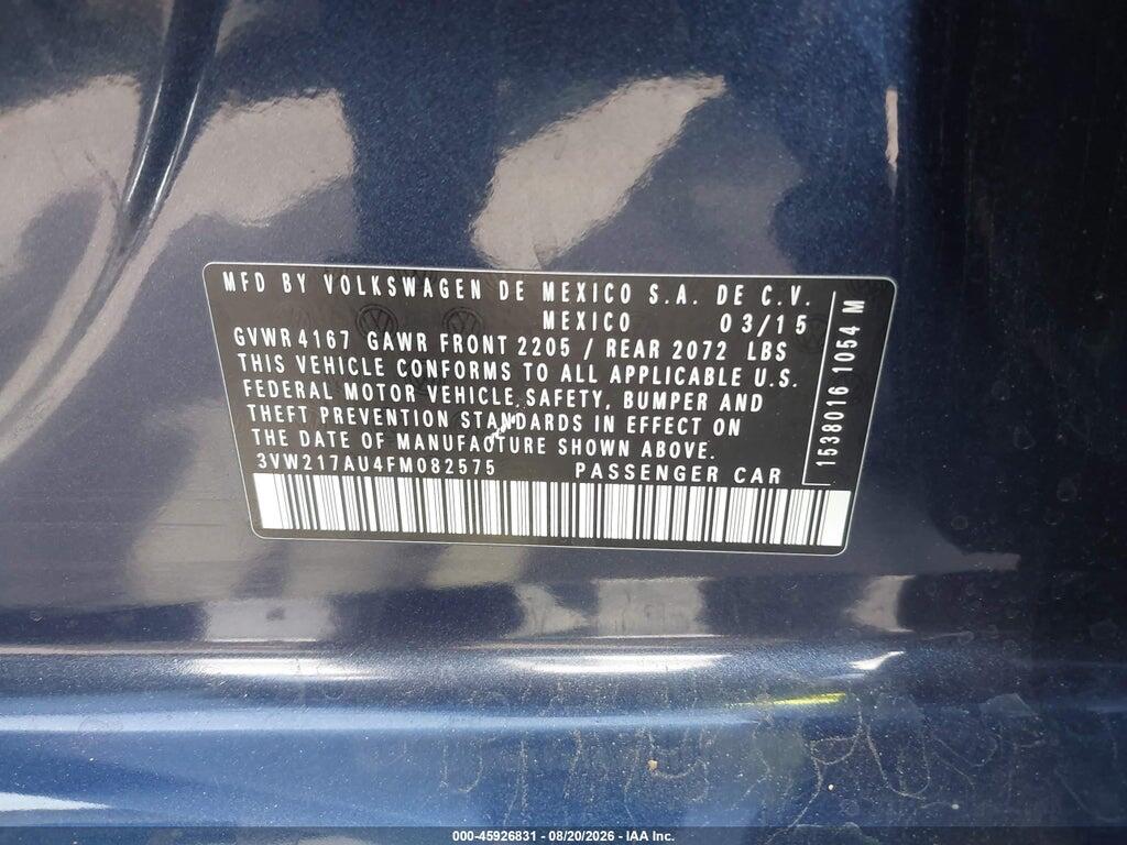 3VW217AU4FM082575 2015 VOLKSWAGEN GOLF photo no. 9