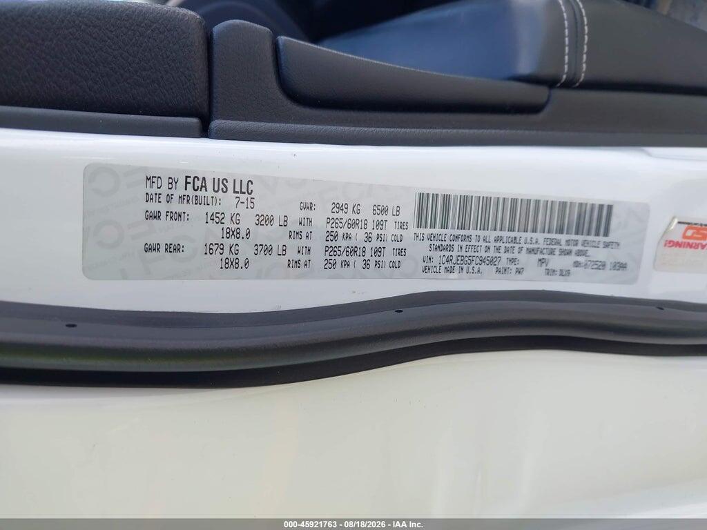 1C4RJEBG5FC945027 2015 JEEP GRAND CHEROKEE photo no. 9