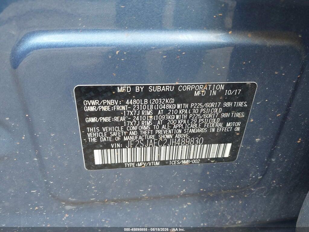 JF2SJAEC2JH489830 2018 SUBARU FORESTER photo no. 9