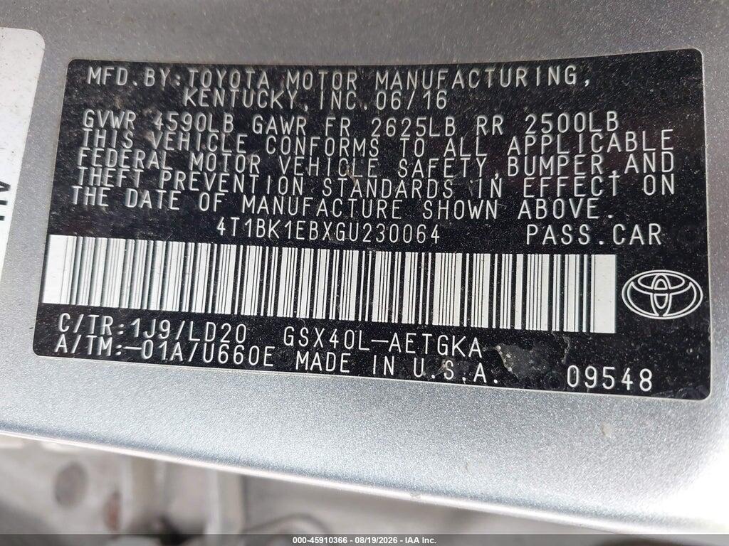 4T1BK1EBXGU230064 2016 TOYOTA AVALON photo no. 9