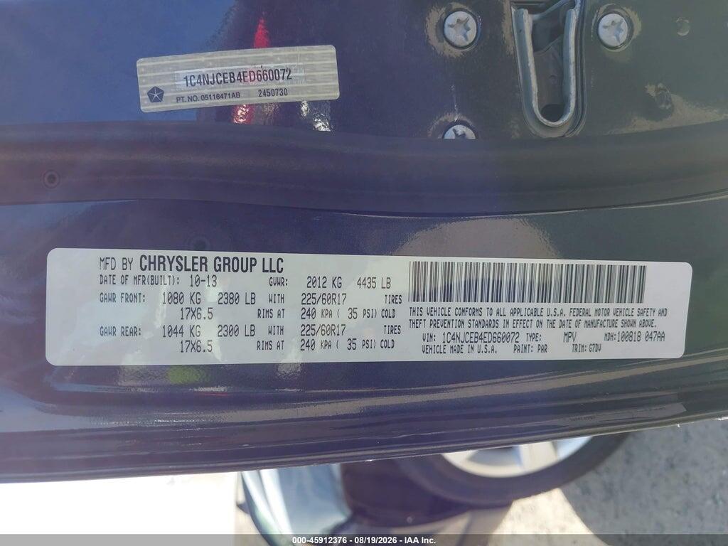 1C4NJCEB4ED660072 2014 JEEP COMPASS photo no. 9