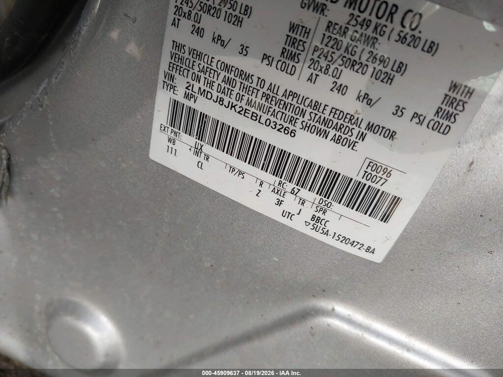 2LMDJ8JK2EBL03266 2014 LINCOLN MKX photo no. 9