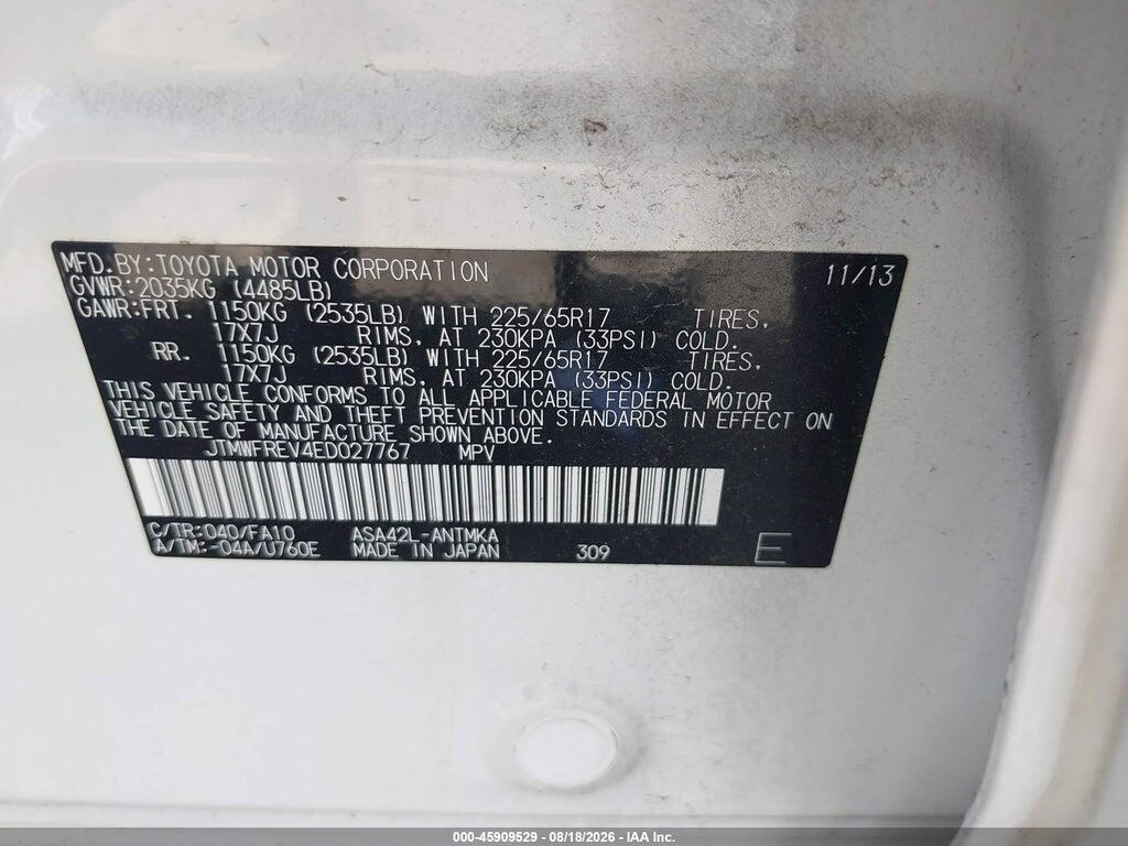 JTMWFREV4ED027767 2014 TOYOTA RAV4 photo no. 9