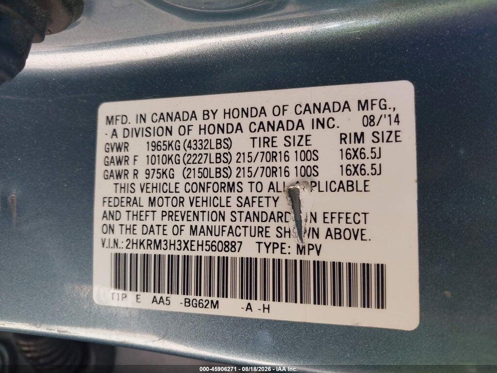 2HKRM3H3XEH560887 2014 HONDA CR-V photo no. 9