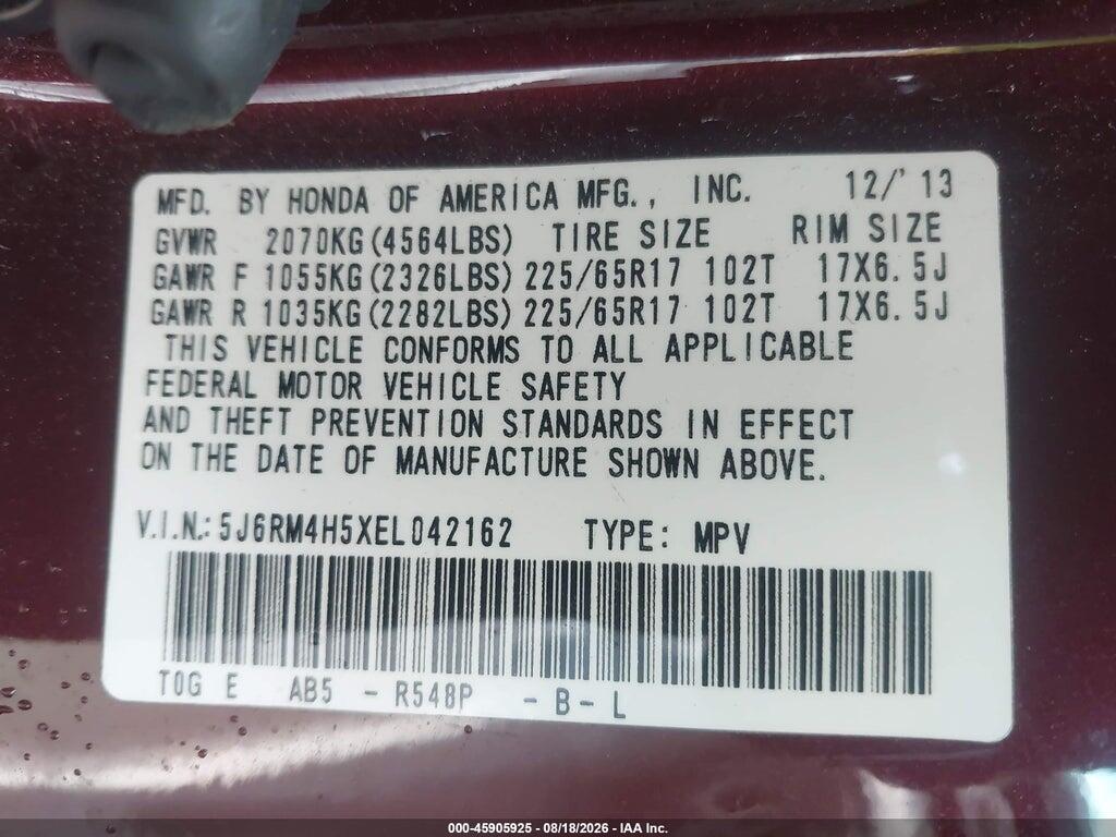 5J6RM4H5XEL042162 2014 HONDA CR-V photo no. 9