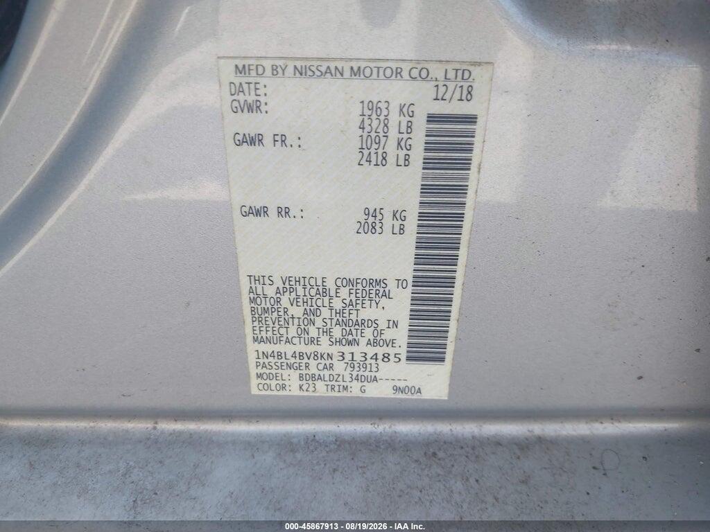 1N4BL4BV8KN313485 2019 NISSAN ALTIMA photo no. 9