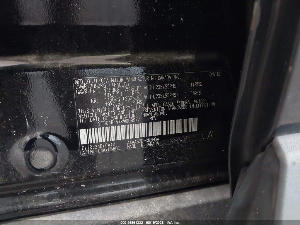 2T3C1RFVXKW008977 2019 TOYOTA RAV4 photo no. 9