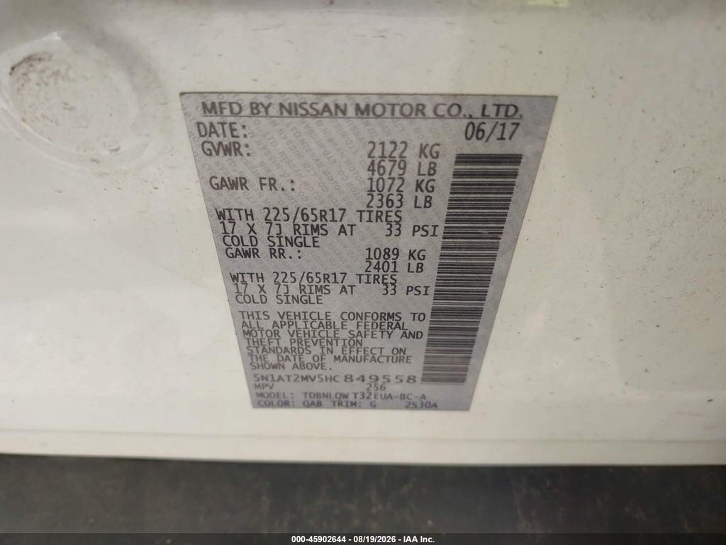 5N1AT2MV5HC849558 2017 NISSAN ROGUE photo no. 9