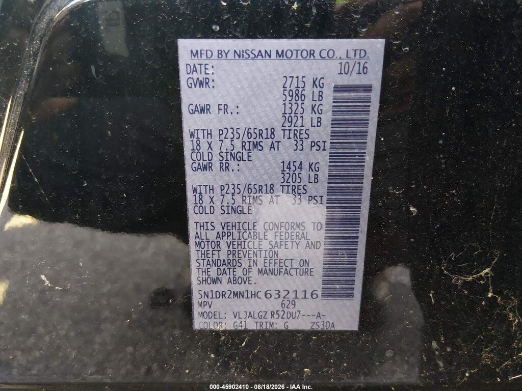 5N1DR2MN1HC632116 2017 NISSAN PATHFINDER photo no. 9