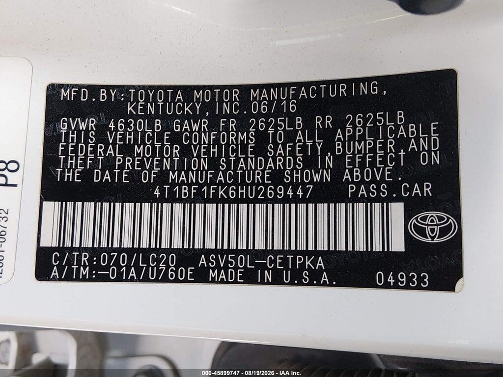 4T1BF1FK6HU269447 2017 TOYOTA CAMRY photo no. 9