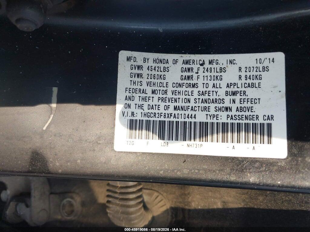 1HGCR3F8XFA010444 2015 HONDA ACCORD photo no. 9