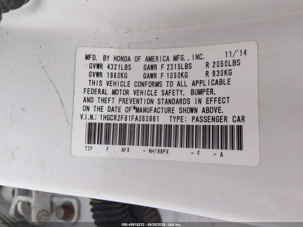 1HGCR2F81FA060661 2015 HONDA ACCORD photo no. 9