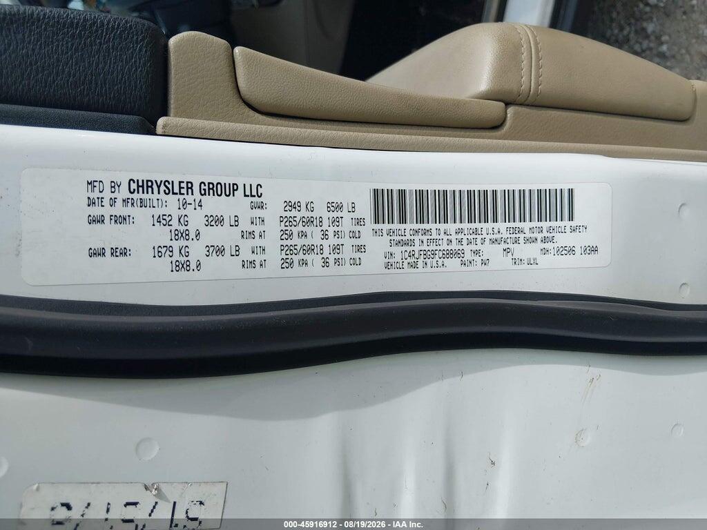 1C4RJFBG9FC688069 2015 JEEP GRAND CHEROKEE photo no. 9
