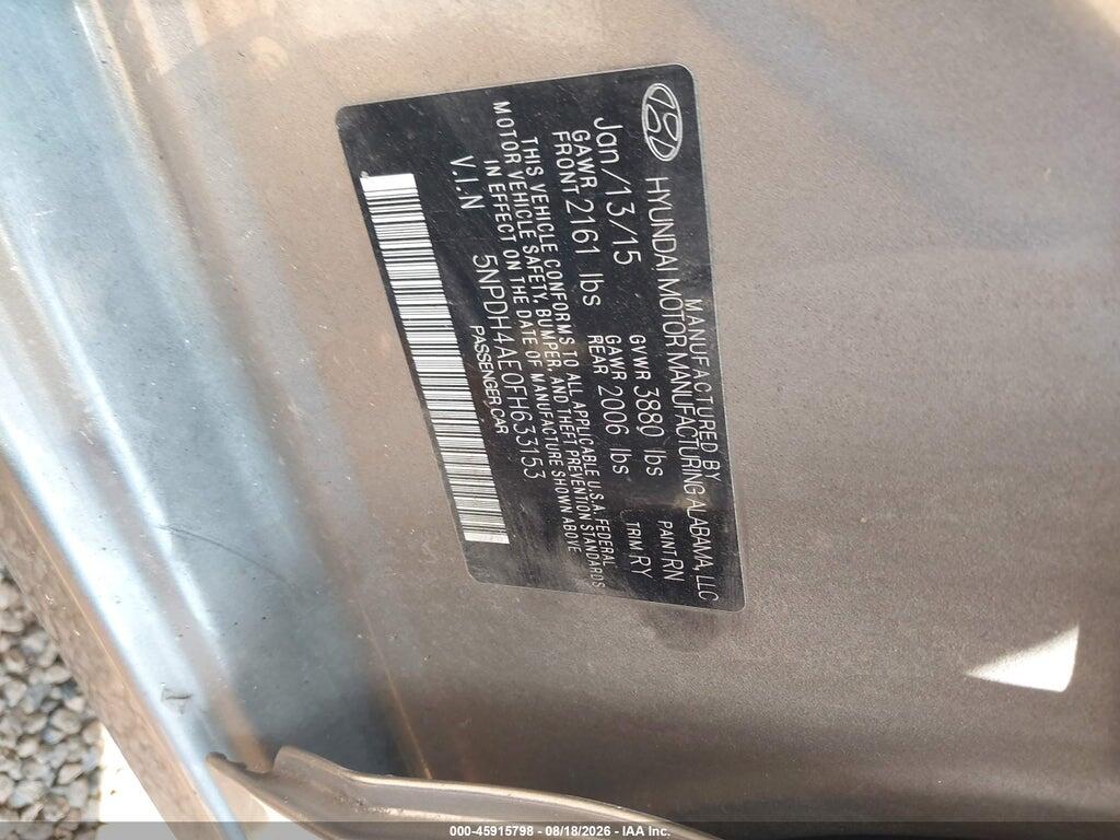 5NPDH4AE0FH633153 2015 HYUNDAI ELANTRA photo no. 9
