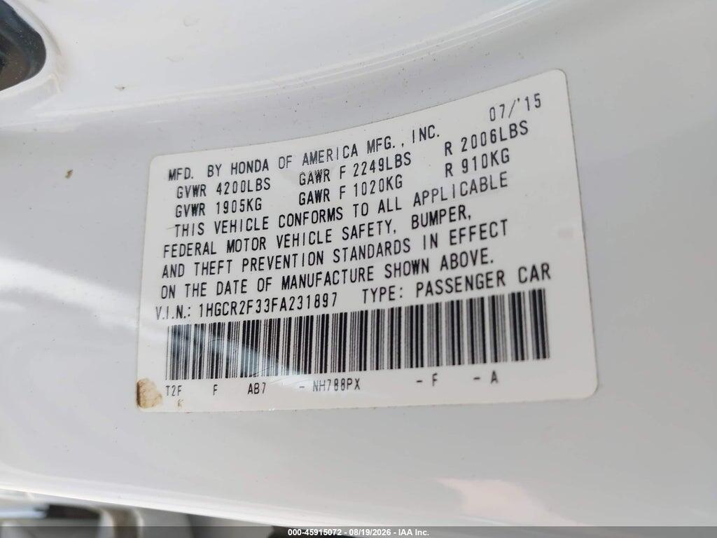 1HGCR2F33FA231897 2015 HONDA ACCORD photo no. 9