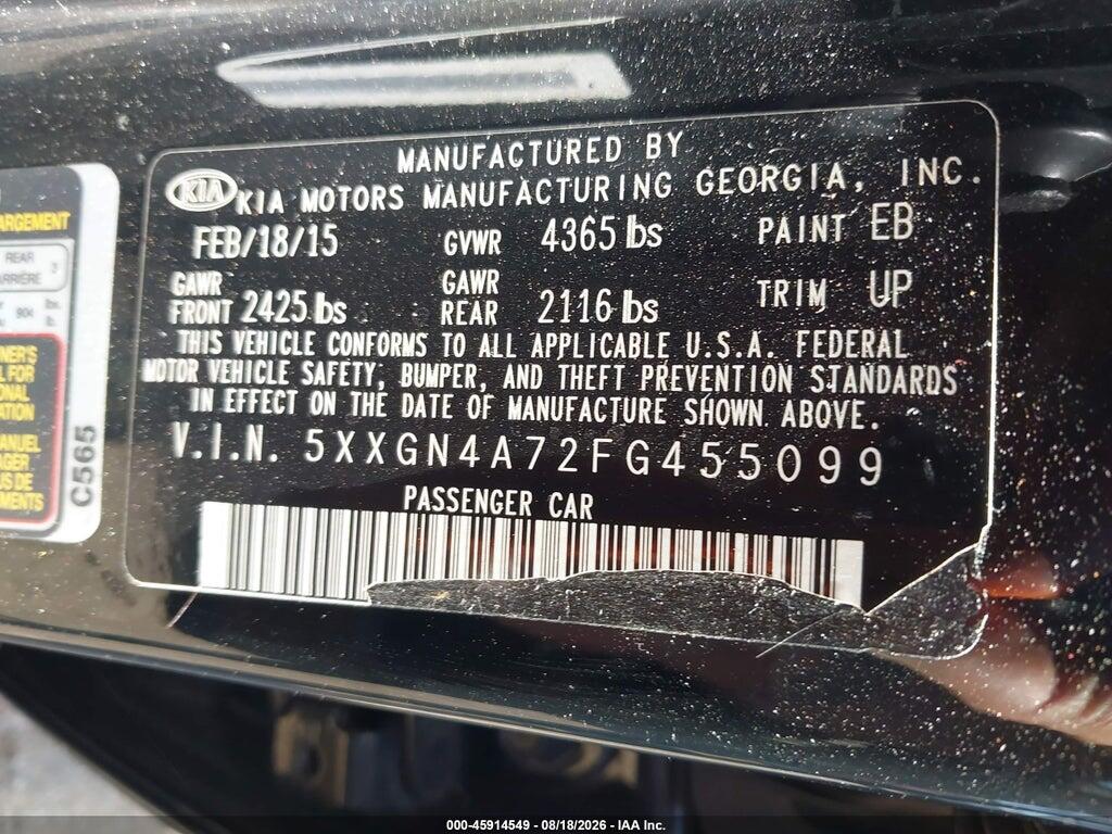 5XXGN4A72FG455099 2015 KIA OPTIMA photo no. 9